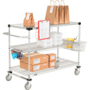 Nexelate Curbside Cart w/3 Shelves & Polyurethane Casters, 48"L x 24"W x 40"H