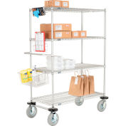 Nexel Chrome Curbside Wire Truck w/4 Shelves & Pneumatic Casters, 72"L x 24"W x 72"H