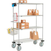 Nexelate Curbside Wire Truck w/4 Shelves & Pneumatic Casters, 36"L x 21"W x 72"H