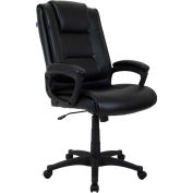 Bonded Leather Executive Office Chair With Arms, Black