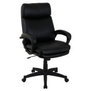Executive Chair With High Back & Fixed Arms, Bonded Leather, Black