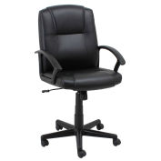 Executive Chair With Mid Back & Fixed Arms, Bonded Leather, Black