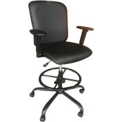 Global Industrial Antimicrobial PU Leather Big & Tall Drafting Stool, Black