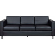 Global Industrial Antimicrobial Upholstered Leather Sofa, Black