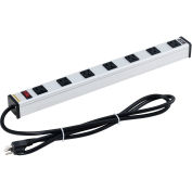 Global Industrial 20"L 7 outlet Aluminum Power Strip w/ Surge Protection 450J, 6-ft Cord