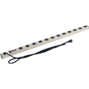 Global Industrial 35"L 12 outlet Aluminum Power Strip w/ Surge Protection 1500J, 6-ft Cord
