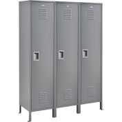 1-Tier 3 Door Locker, 18"Wx18"Dx72"H, Gray, Unassembled