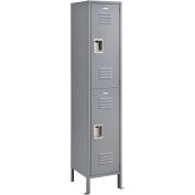 2-Tier 2 Door Locker, 15"Wx18"Dx36"H, Gray, Unassembled