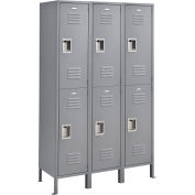 2-Tier 6 Door Locker, 15"Wx18"Dx36"H, Gray, Assembled