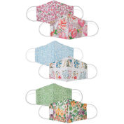 Reusable Cloth Face Mask, Washable, 3-Layer Contour, Reversible, Floral, Small, 3/Pack