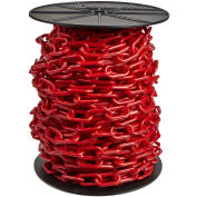 Mr. Chain 2" Heavy Duty Plastic Chain, 100 Feet, On A Reel, Red