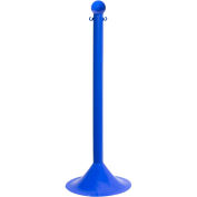 Mr. Chain Plastic Stanchion, 2"Links, C-Hooks, 2" Pole, 14" Base, 41" Height, Blue