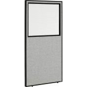 Global Industrial Office Partition Panel with Partial Window, 36-1/4"W x 96"H, Gray