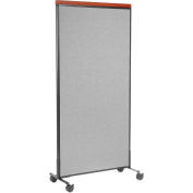 36-1/4"W x 100-1/2"H Deluxe Mobile Office Partition Panel, Gray