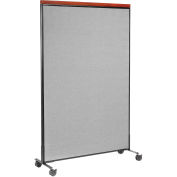 48-1/4"W x 100-1/2"H Deluxe Mobile Office Partition Panel, Gray