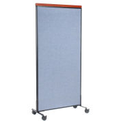 36-1/4"W x 100-1/2"H Deluxe Mobile Office Partition Panel, Blue