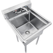 Stainless Steel Utility Sink W/Faucet & 10" Backsplash, 18"x18"x12" Deep
