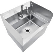 Stainless Steel Hands Free Wall Mount Sink W/Faucet & Splash Guards