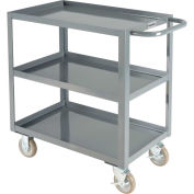 Welded Steel Utility Cart, 3 Tray Shelves, 18"Wx30"L