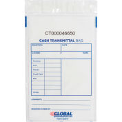 Global Industrial Cash Transmittal Bag, 6"W x 9"H, Clear, 100/Pack