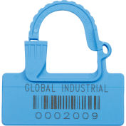 Global Industrial One Piece Padlock Seal, Med Blue, 100/Pack