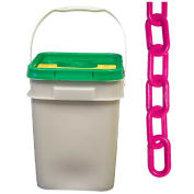 Mr. Chain Plastic Barrier Chain in a Pail, HDPE, 2"x160', #8, 51mm, Safety Pink