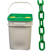 Mr. Chain Plastic Barrier Chain in a Pail, HDPE, 2"x160', #8, 51mm, Green