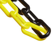 Mr. Chain Alternating Heavy Duty Plastic Barrier Chain, HDPE, 2"x100', 54mm, Black/Yellow