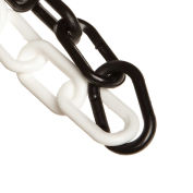 Mr. Chain Alternating Plastic Barrier Chain, HDPE, 2"x500', #8, 51mm, Black/White