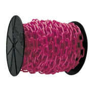 Mr. Chain Plastic Barrier Chain on a Reel, HDPE, 2"x125', #8, 51mm, Pink