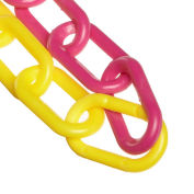 Mr. Chain Alternating Plastic Barrier Chain, HDPE, 2"x100', #8, 51mm, Yellow/Pink