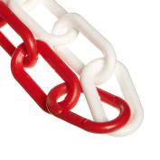 Mr. Chain Alternating Plastic Barrier Chain, HDPE, 2"x100', #8, 51mm, Red/White