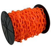 Mr. Chain Plastic Barrier Chain on a Reel, HDPE, 2"x125', #8, 51mm, Traffic Orange