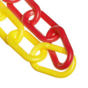 Mr. Chain Plastic Barrier Chain, HDPE, Alternating Colors, 1.5"x100', #6, 38mm, Red/Yellow