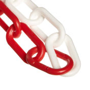 Mr. Chain Plastic Barrier Chain, HDPE, Alternating Colors, 1.5"x100', #6, 38mm, Red/White