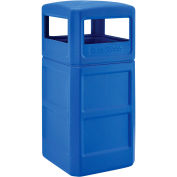 42 Gallon Square Plastic Waste Receptacle W/ Dome Lid, Blue