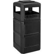 Global Industrial 42 Gallon Square Plastic Waste Receptacle With Ashtray Lid, Black