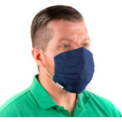 Reusable Cloth Face Mask, Washable, 2-Layer Gathered Edge, Patriot Blue, 10/Bag