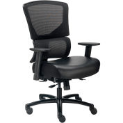 24 Hour Big & Tall Mesh Back Chair w/High Back & Adj. Arms, Synthetic Leather, Black