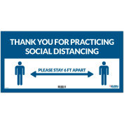 Global Industrial™ Blue Thank you for Social Distancing Sign, 24"W x 12"H, Adhesive Vinyl