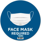 Global Industrial™ 12" Round Face Mask Required Wall Sign, Blue, Adhesive