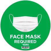 Global Industrial™ 12" Round Face Mask Required Wall Sign, Green, Adhesive