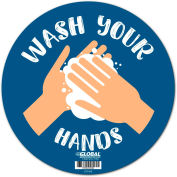 Global Industrial™ 12" Round Wash Your Hands Sign, Wall Adhesive