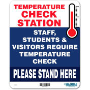 Global Industrial™ Temperature Check Station Sign, 8"W x 10"H,  Plastic