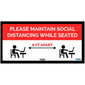 Global Industrial™ Red Maintain Social Distancing While Seated Sign, 24"W x 12''H, Adhesive