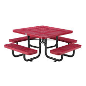 46" Child Size Square Perforated Picnic Table, Red