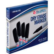 Global Industrial Dry Erase Markers, Fine Tip, Black, 12 Pack