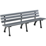 Global Industrial 72"L Plastic Park Bench With Backrest, Gray