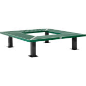 6' Square Outdoor Tree Bench, Expanded Metal, Green