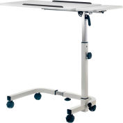 Global Industrial Tilting Adjustable Height Mobile Laptop Desk, 30"W, White